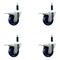 Service Caster 3.5'' SS Solid Poly Swivel 7/8'' Expanding Stem Caster Set Total Lock Brake, 4PK SCC-SSEXTTL20S3514-SPUS-78-4 - alternate 1